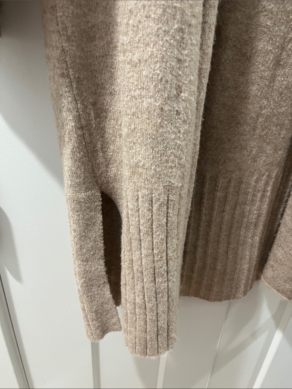 Cyrus XS Cozy Open-Front Long Cardigan Sweater Beige Wool Blend - Picture 8 of 14